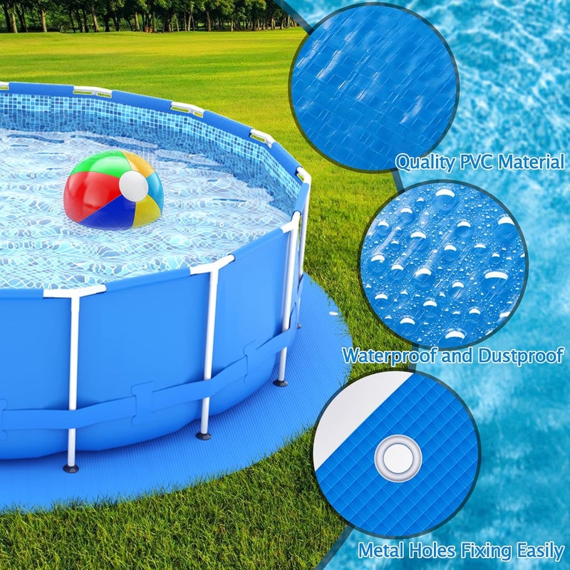 UJG 21 x 21 Ft Swimming Pool Ground Cloth Round Swimming Pool Tarpaulin Tarp for Above Ground Swimming Pools Heavy Duty Pool Ground Mat Protector Pad Prevents Punctures Pool Tarp - Image 3